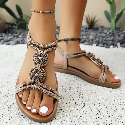 Stylish Open Toe Flats Sandals - minbolu -