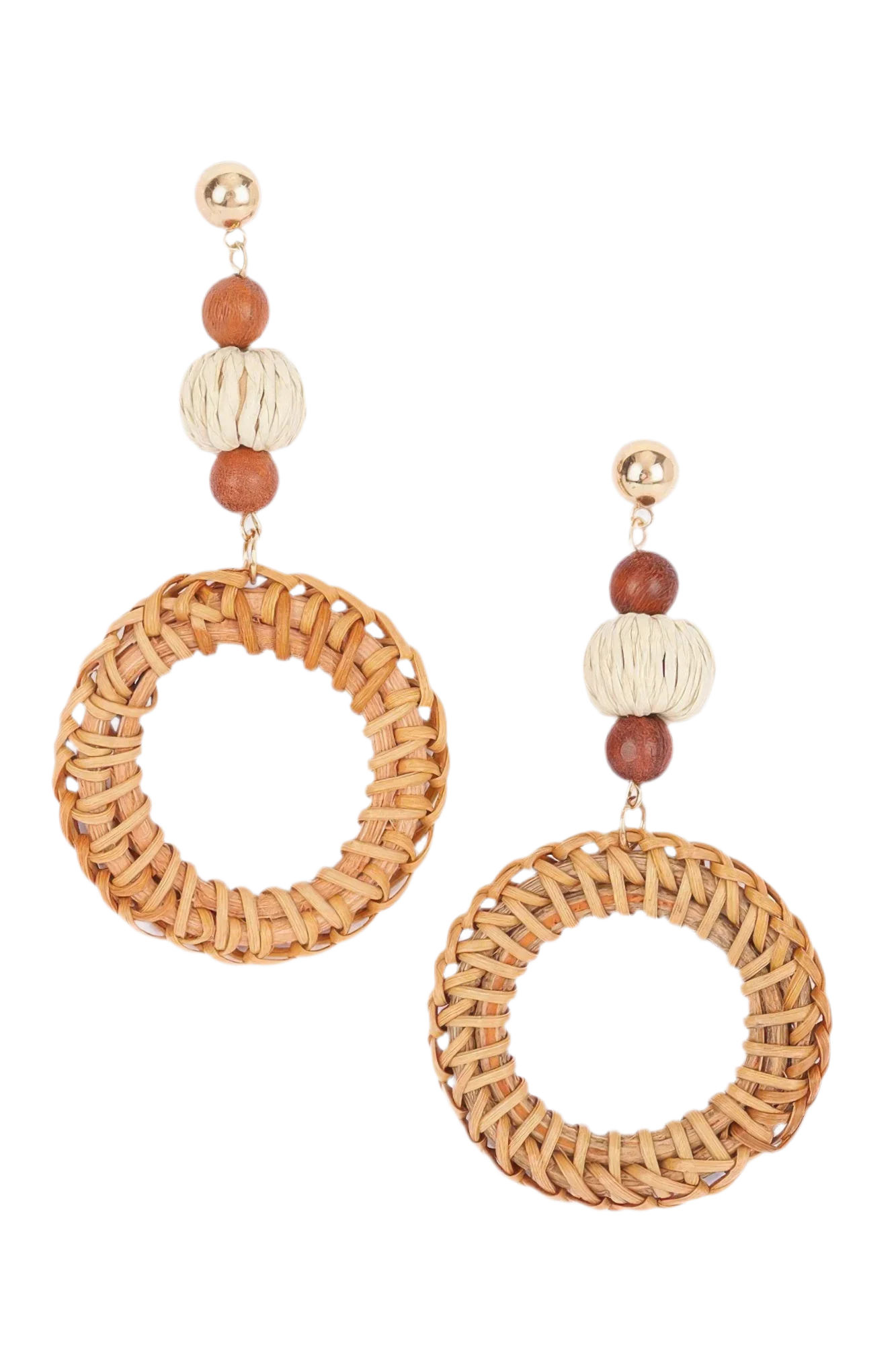 Round Bamboo Earring - Lightweight Bamboo Design - minbolu -