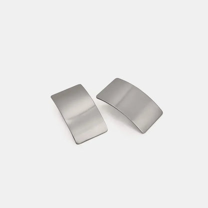 Minimalist Rectangle Stud Earrings - Modern Boho Geometric Silver Statement Jewelry: Silver - minbolu -