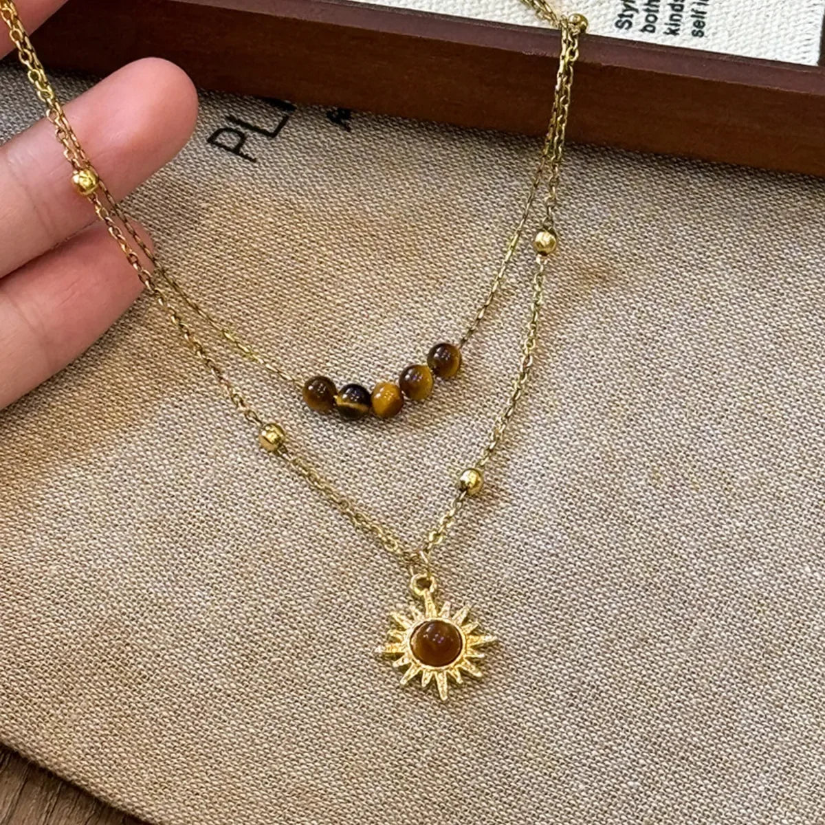 Tiger's Eye Copper Double Layered Necklace - minbolu -