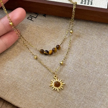 Tiger's Eye Copper Double Layered Necklace - minbolu -