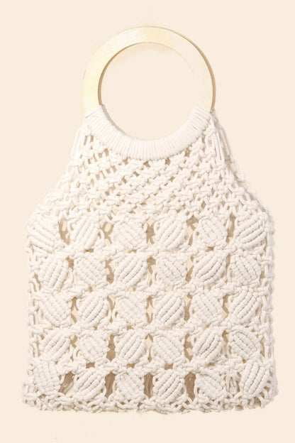 Fame Boho Braided Wooden Top Handle Bag - minbolu -