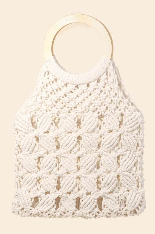 Fame Boho Braided Wooden Top Handle Bag - minbolu -