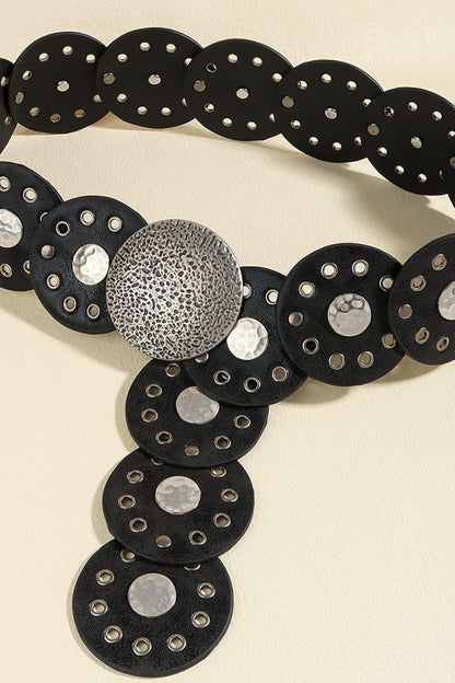 Round Shape PU Leather Belt - minbolu -