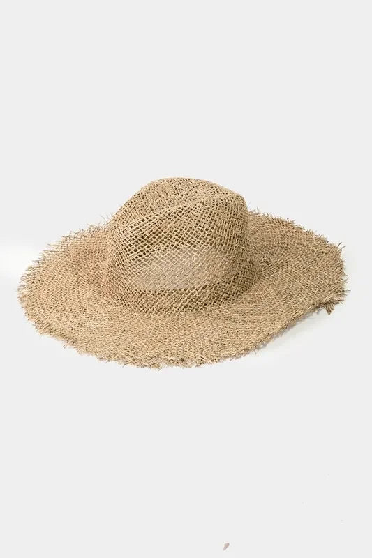 Fame Fringe Edge Straw Braided Western Fedora Hat - minbolu -