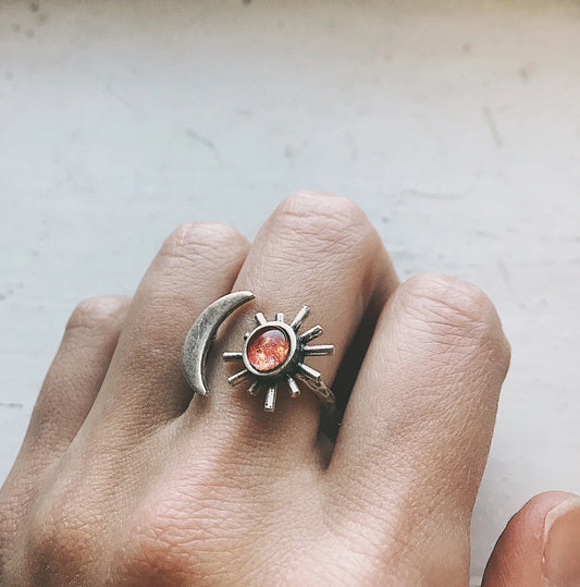 Sun and Moon Sculptural Statement Ring - minbolu -