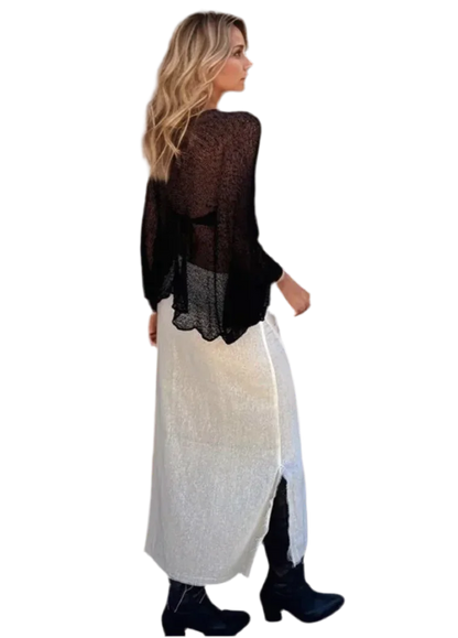 Basic Style Long Sleeve Cover-Up - minbolu -