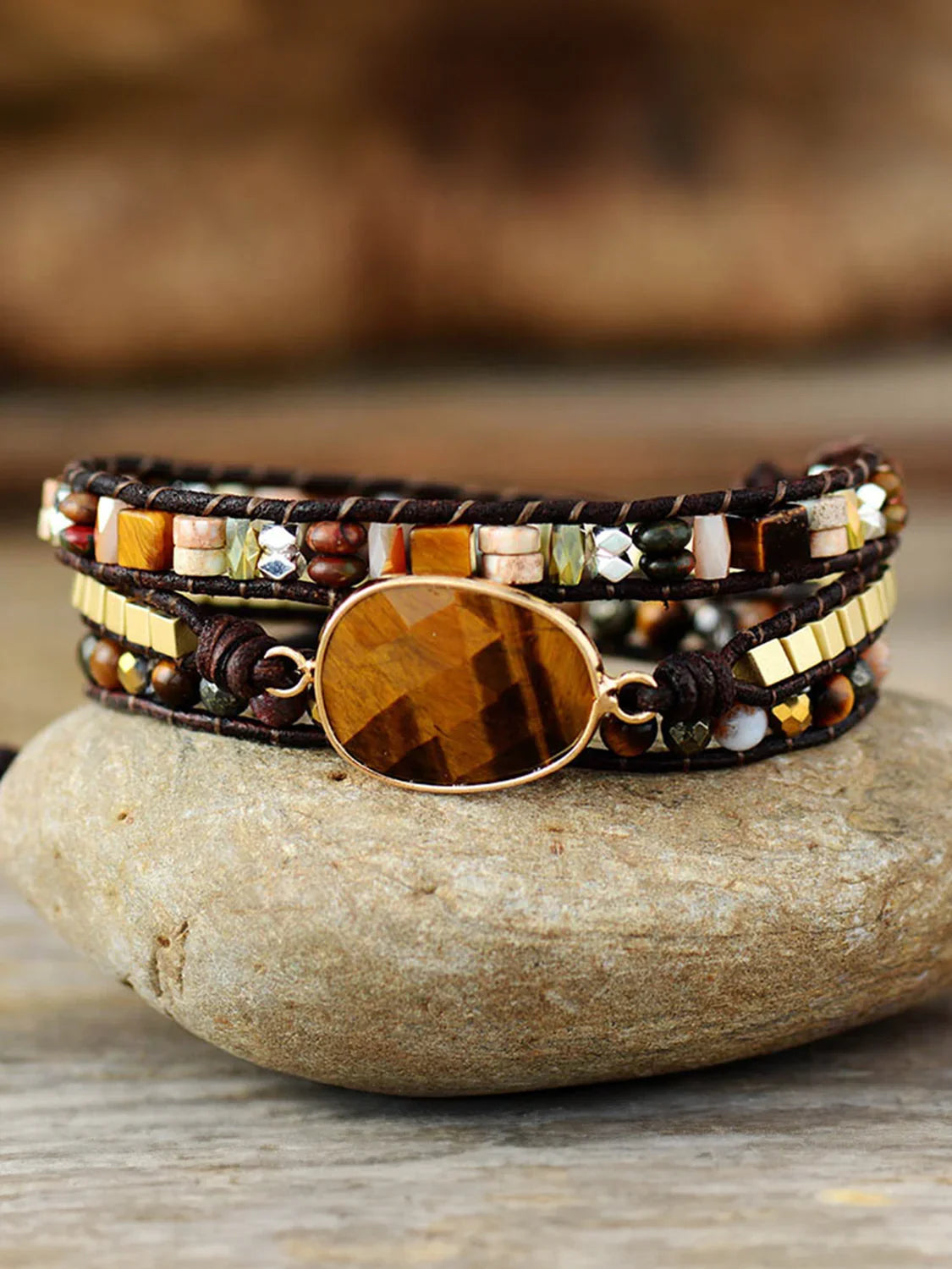 Geometrical Shape Triple-Layer Bracelet - minbolu -