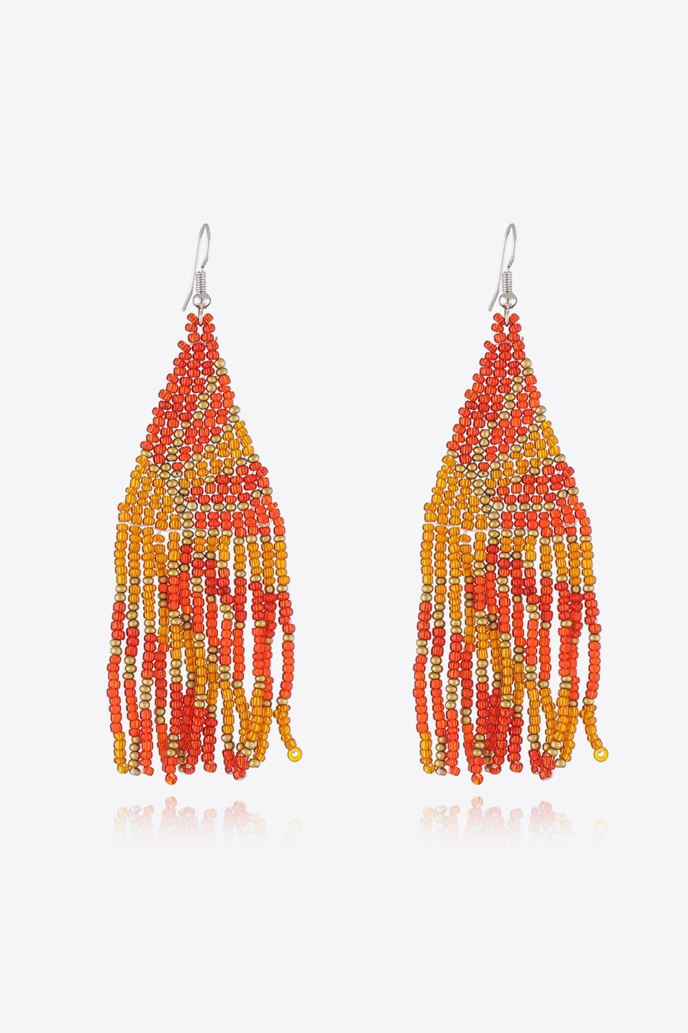 Stylish Beaded Dangle Earrings - minbolu -