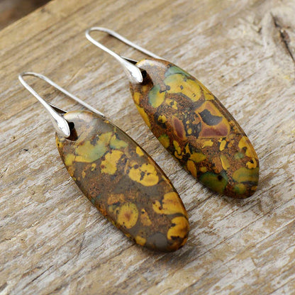 Natural Stone Copper Dangle Earrings - minbolu -