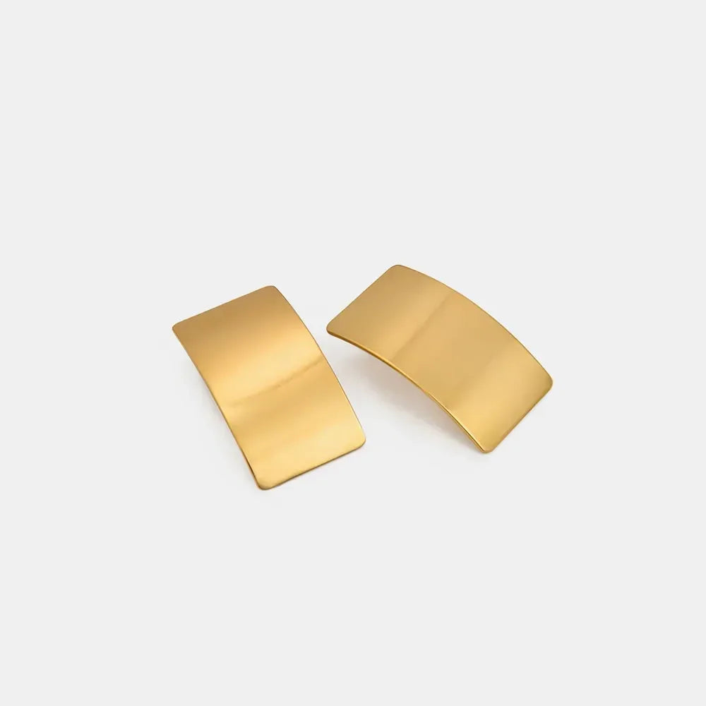 Minimalist Rectangle Stud Earrings - Modern Boho Geometric Silver Statement Jewelry: Gold - minbolu -