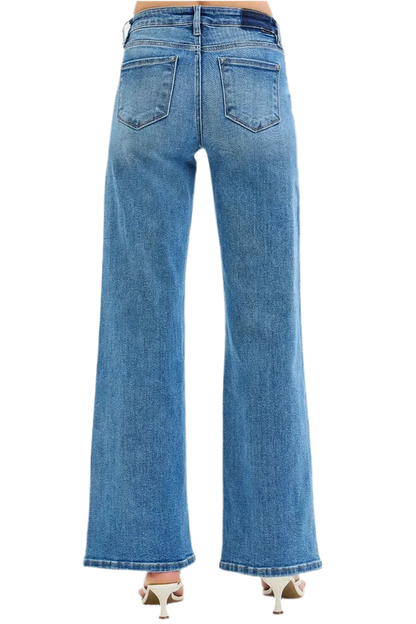 Women's High-Rise Jeans - Wide-Leg Classic Style & Comfort Boho Jeans - minbolu -