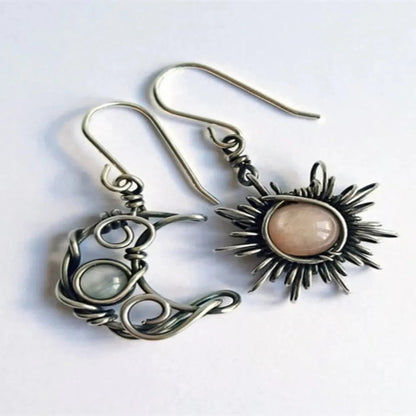 Alloy Moon & Sun Dangle Earrings - minbolu -