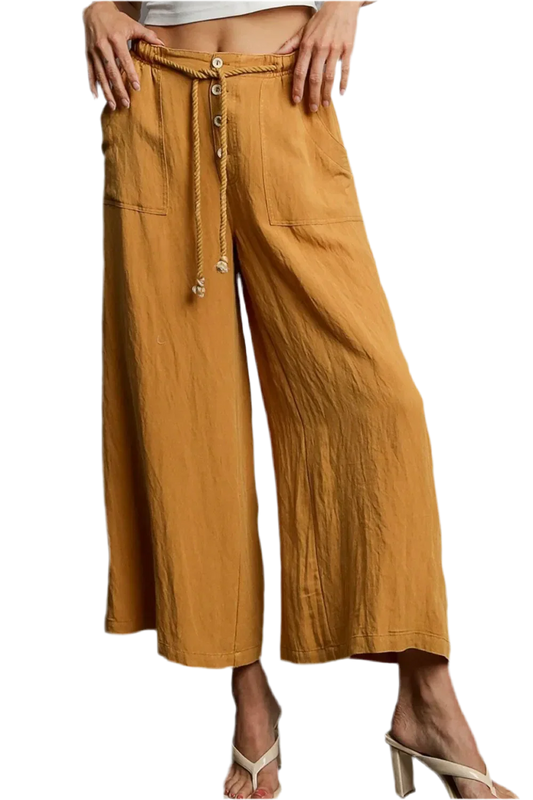 Umgee Wide Leg Rope Drawstring Pants | Plus Size - minbolu -
