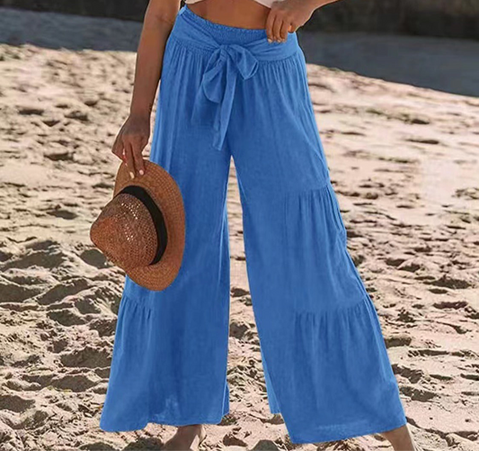 Tied Ruched Wide Leg Pants