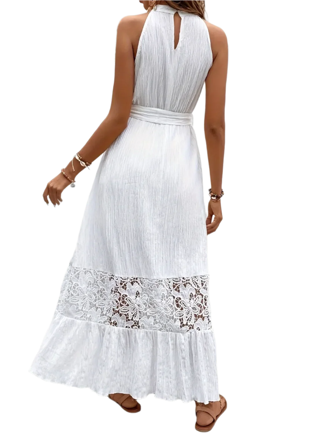 Lace Detail Boho Maxi Cami Dress - minbolu -