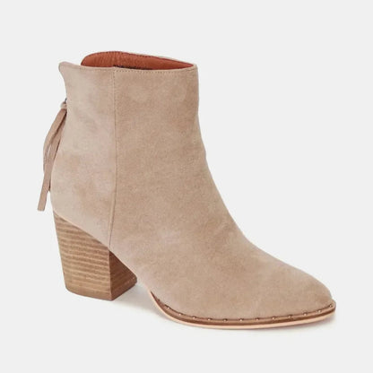 Beast Fashion Suede Point Toe Ankle Booties - minbolu -