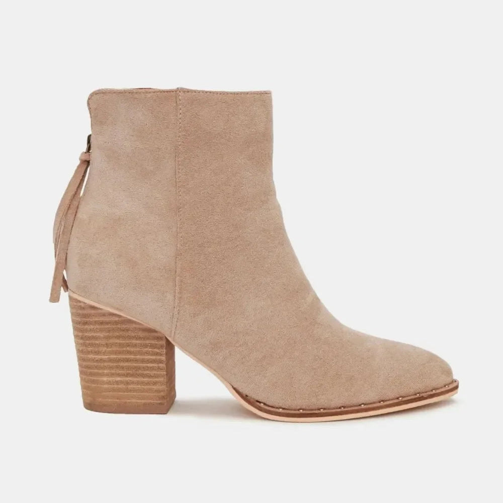 Beast Fashion Suede Point Toe Ankle Booties - minbolu -