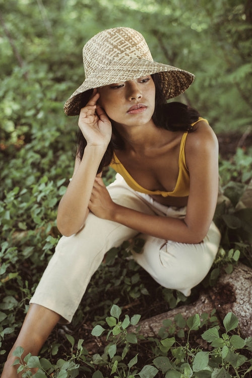 Borneo Fisherman Bucket Straw Hat, in Beige - minbolu -