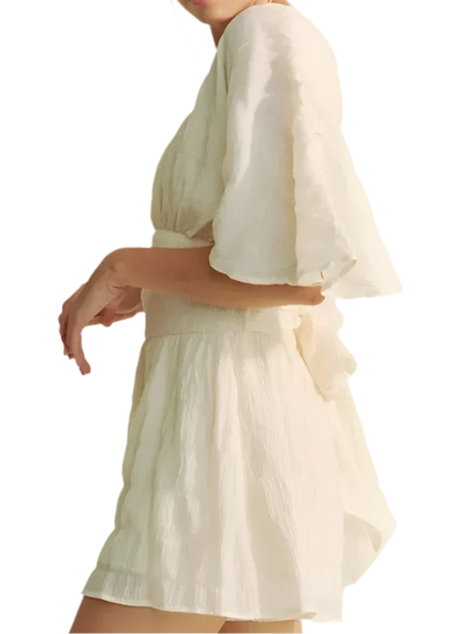 Batwing Sleeve Waist Belt Romper - minbolu -