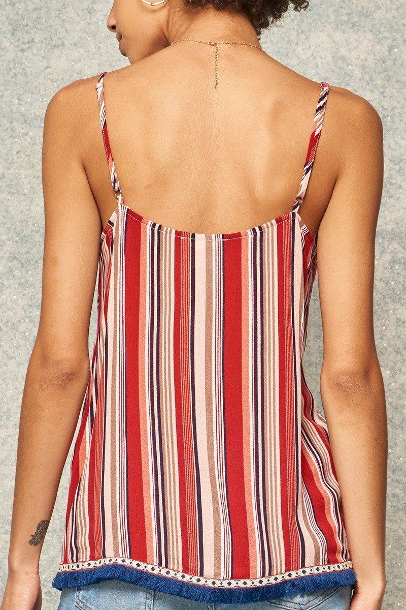 Multi Stripe Camisole Top - minbolu -