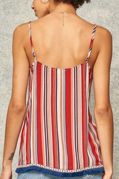 Multi Stripe Camisole Top - minbolu -