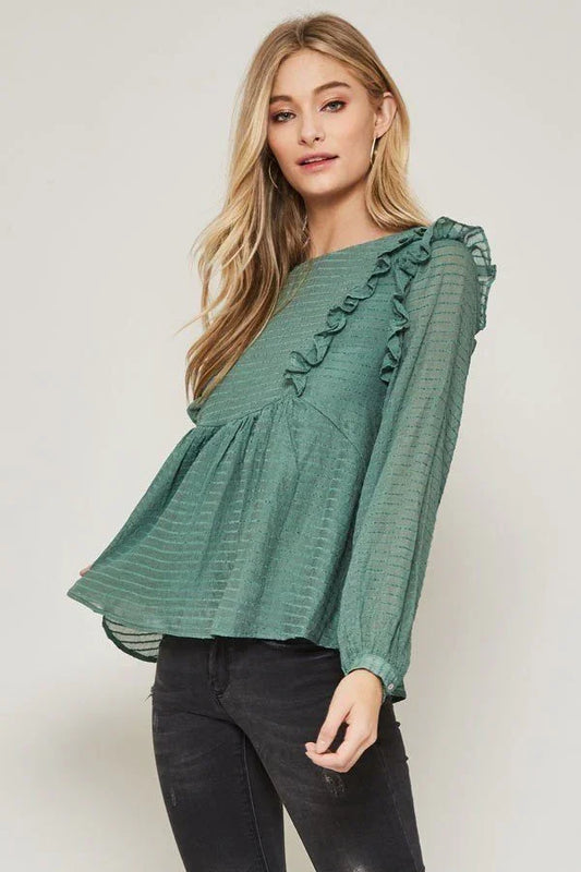 Semi-sheer Striped Woven Top - minbolu -
