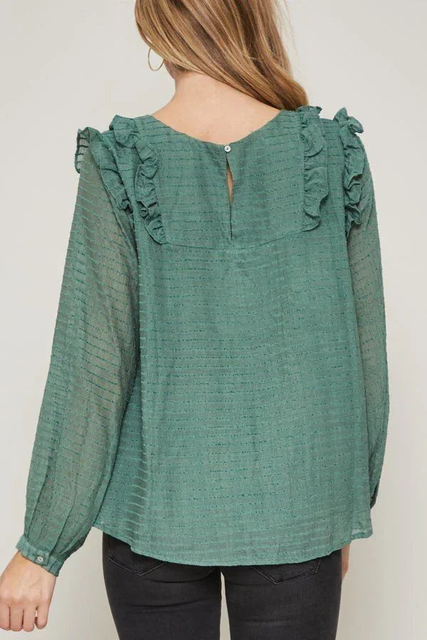 Semi-sheer Striped Woven Top - minbolu -