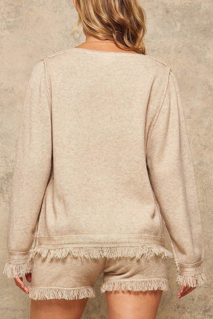 A Solid Knit Sweater - minbolu -