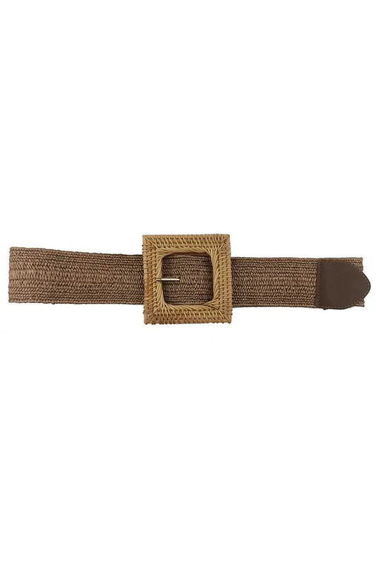 Fashion Square Straw Buckle Belt - Trendy Boho Accessory - minbolu -