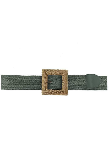 Fashion Square Straw Buckle Belt - Trendy Boho Accessory - minbolu -