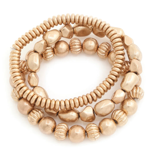 Gold Beaded Bracelet Set | Chic & Timeless - minbolu -