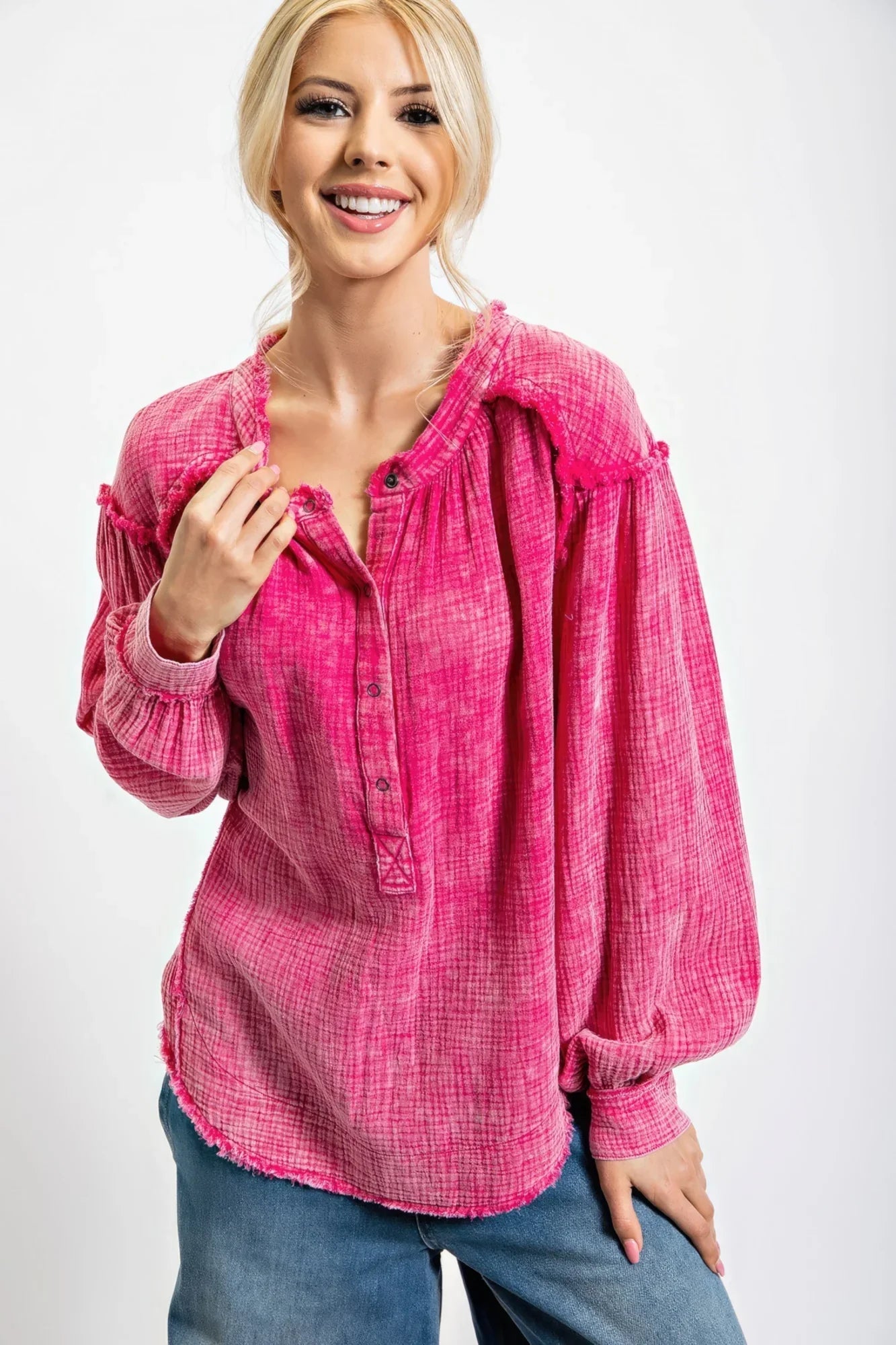 Washed Cotton Gauze Tunic - minbolu -