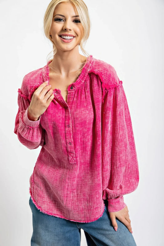 Washed Cotton Gauze Tunic - minbolu -