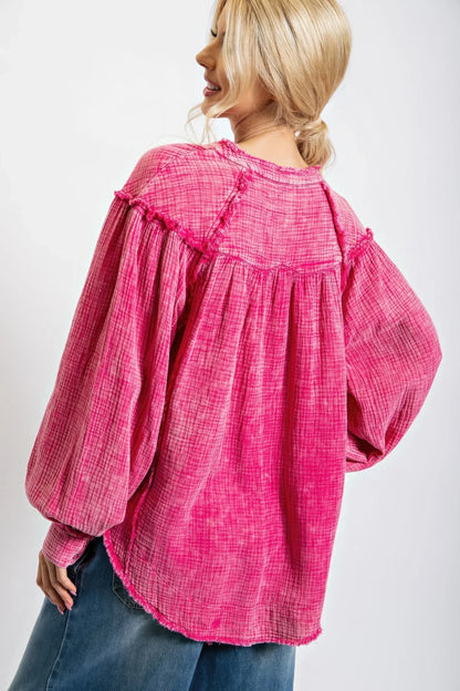 Washed Cotton Gauze Tunic - minbolu -