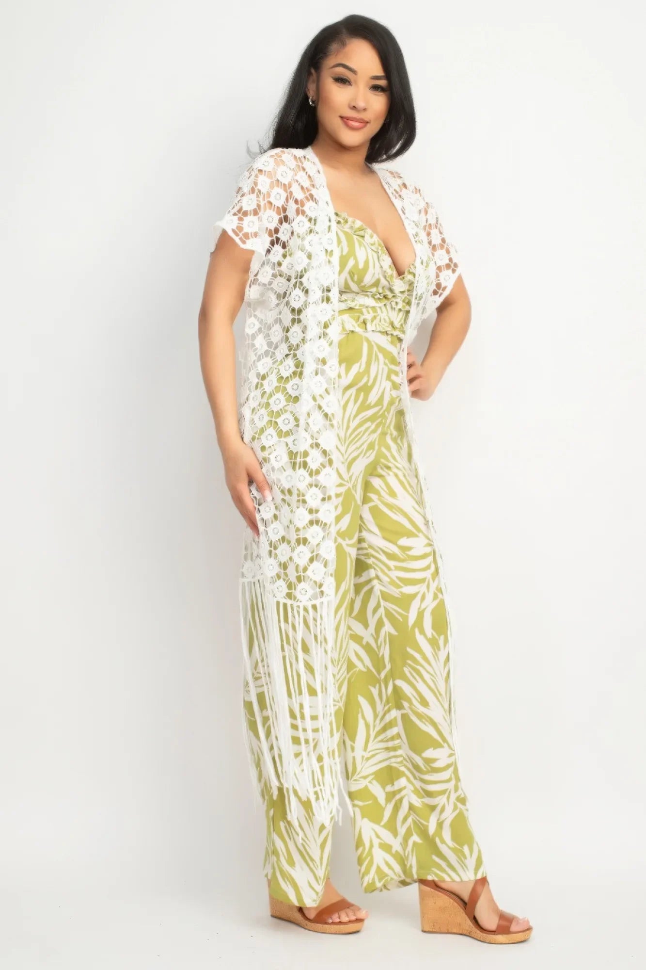 Crocheted Open-front Fringe Kimono - minbolu -
