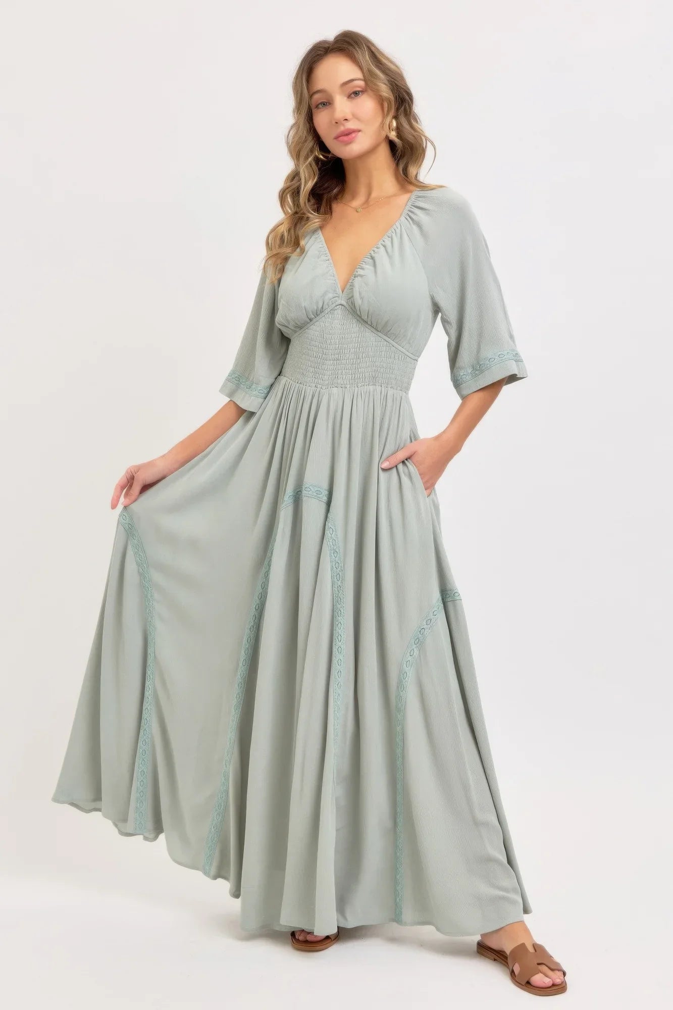 Romantic Flowy Maxi Dress - minbolu -