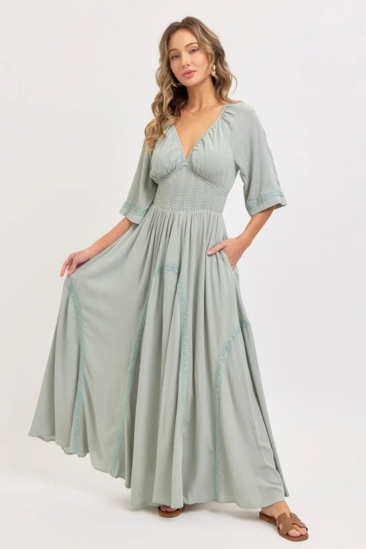 Romantic Flowy Maxi Dress - minbolu -