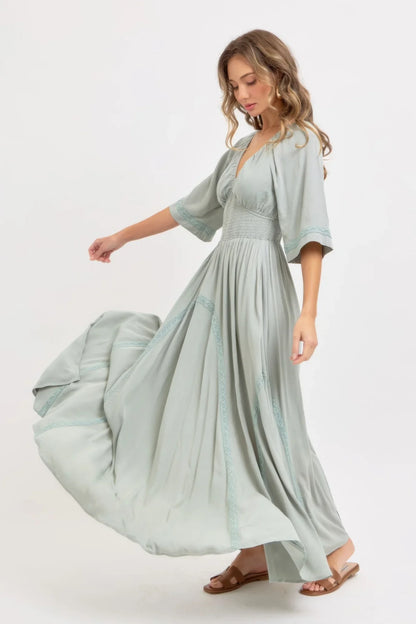 Romantic Flowy Maxi Dress - minbolu -