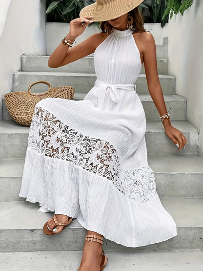 Lace Detail Boho Maxi Cami Dress - minbolu -