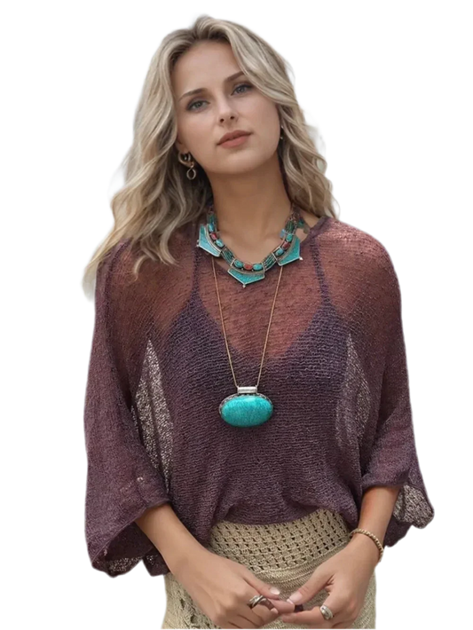Basic Style Long Sleeve Cover-Up - minbolu -
