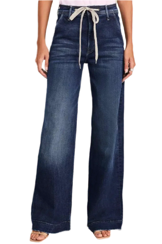Wide Leg Jeans with Tie Waist - minbolu -