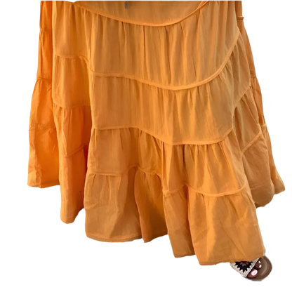 Boho Chic Tiered Maxi Skirt - Tangerine - minbolu -