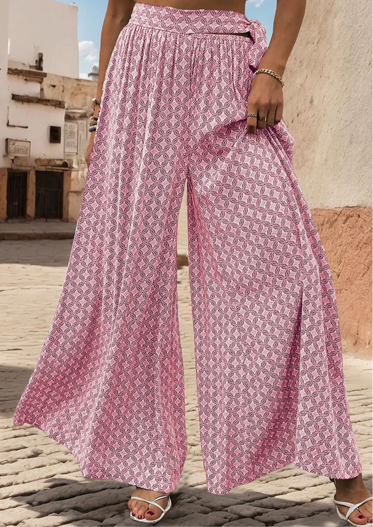 Diamond Pattern Side Tie Pants