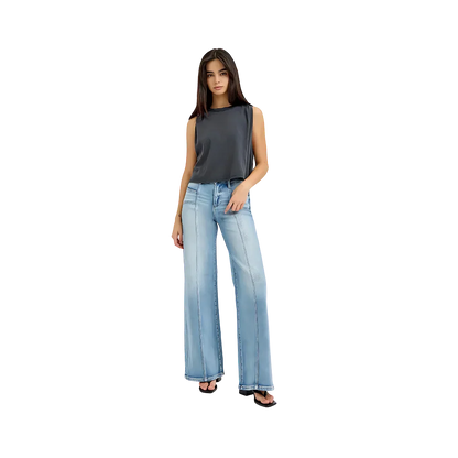 RISEN Wide Leg Jeans | Plus Size Fashion - minbolu -