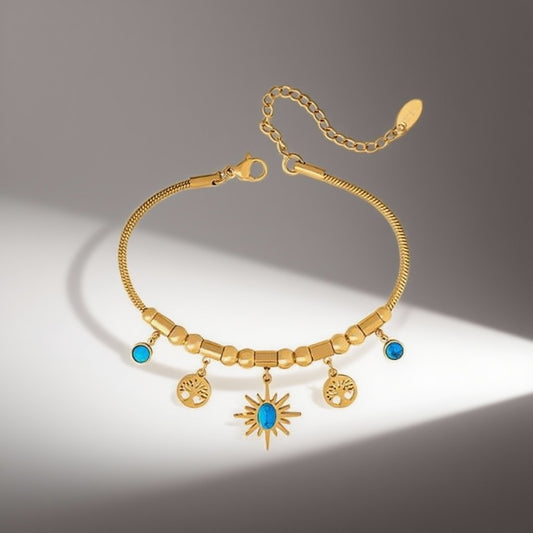 Gold plated titanium steel adjustable charm bracelet product image ai generated