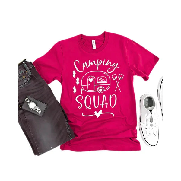 Camping Squad Blue Tee | Outdoor Fun Shirt - minbolu -