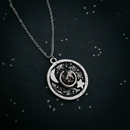 Night Sky Pendant Necklace with Authentic Meteorite - minbolu -