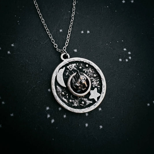 Night Sky Pendant Necklace with Authentic Meteorite - minbolu -