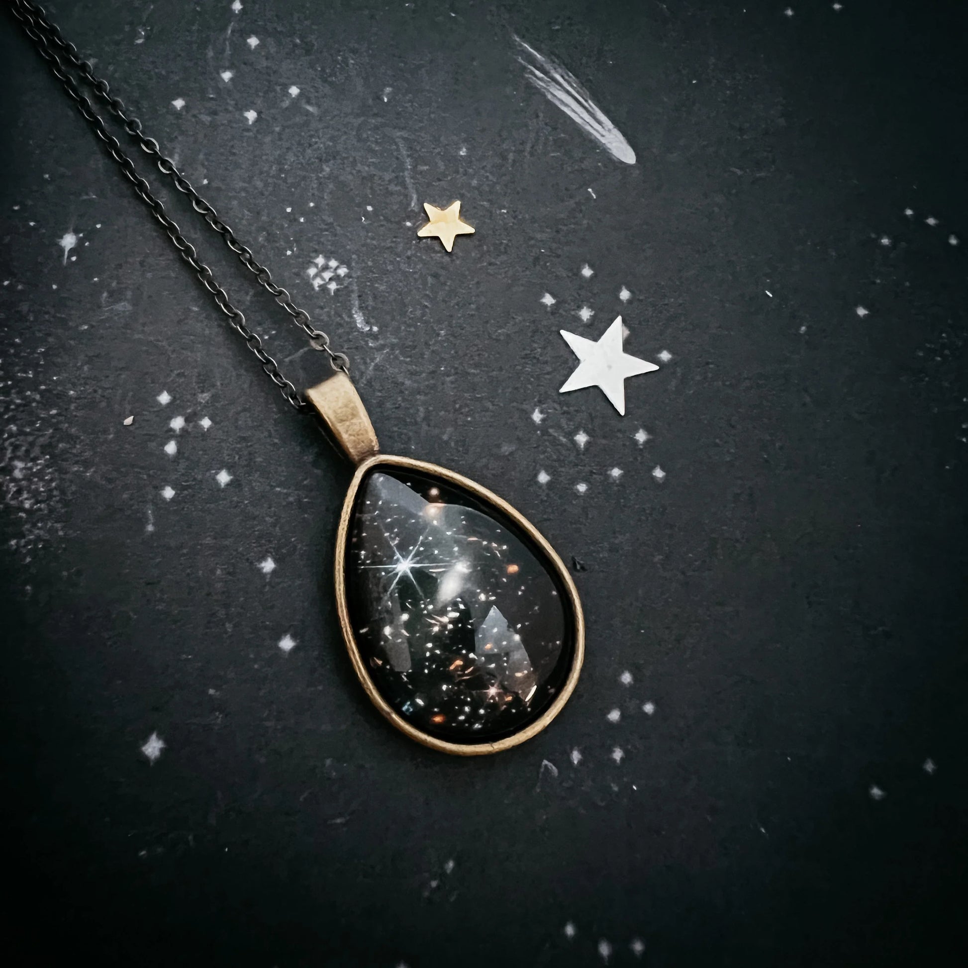 JWST Deep Field Drops in Cosmic Ocean Teardrop Necklace - minbolu -